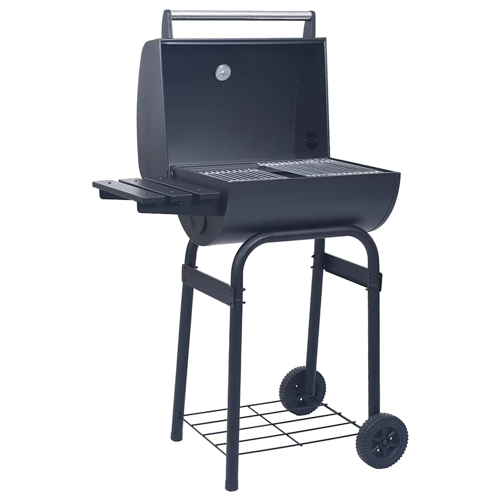Grătar Barbecue Cu Cărbuni, Afumătoare Și Raft Inferior, Negru
