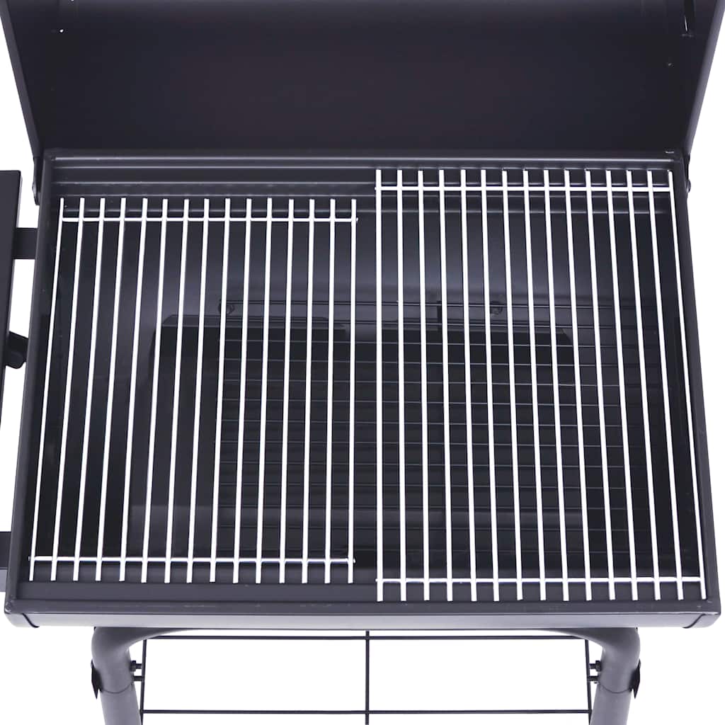 Grătar Barbecue Cu Cărbuni, Afumătoare Și Raft Inferior, Negru