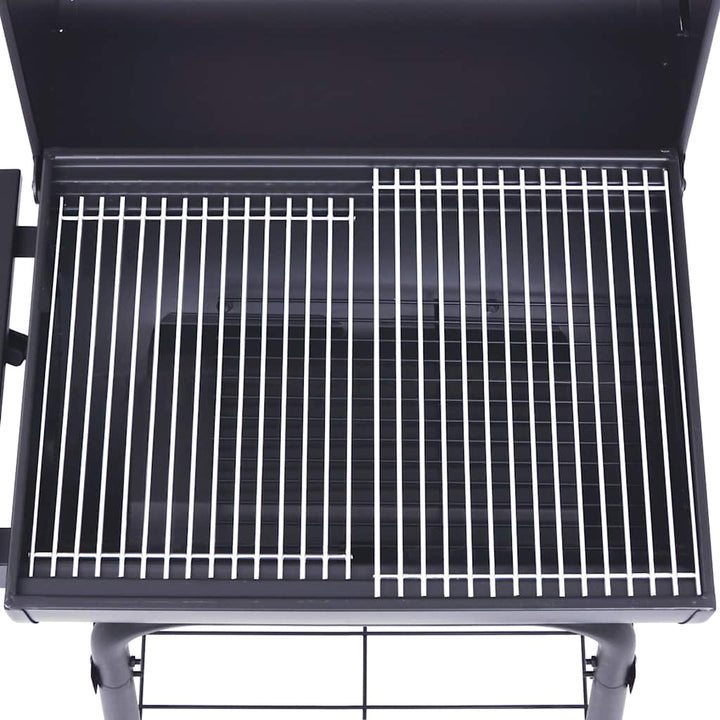 Grătar Barbecue Cu Cărbuni, Afumătoare Și Raft Inferior, Negru