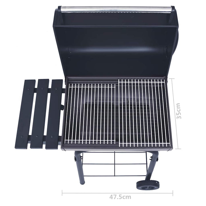 Grătar Barbecue Cu Cărbuni, Afumătoare Și Raft Inferior, Negru