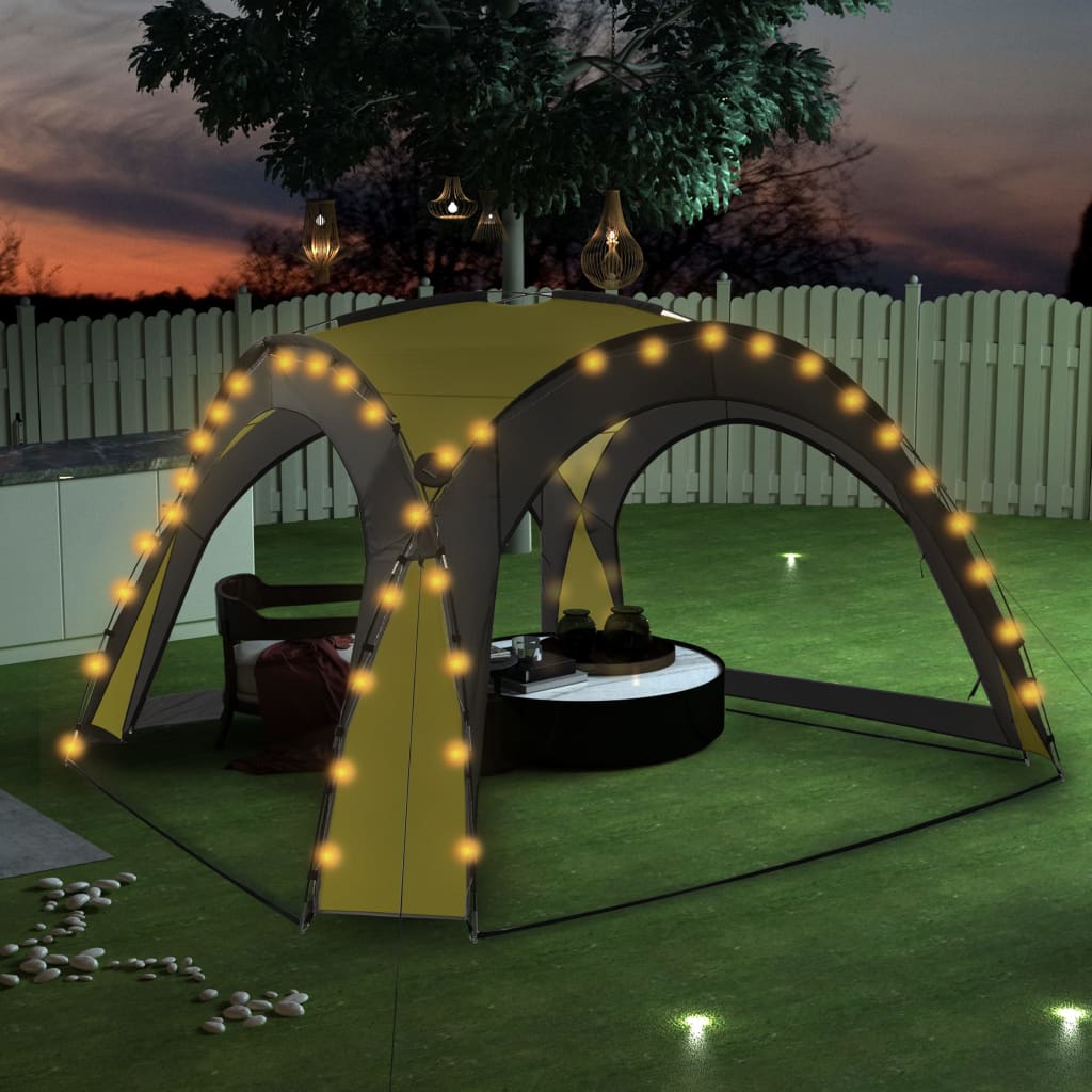 Cort Petrecere Cu Led, 4 Pereți, Gri&Portocaliu, 3,6X3,6X2,3 M