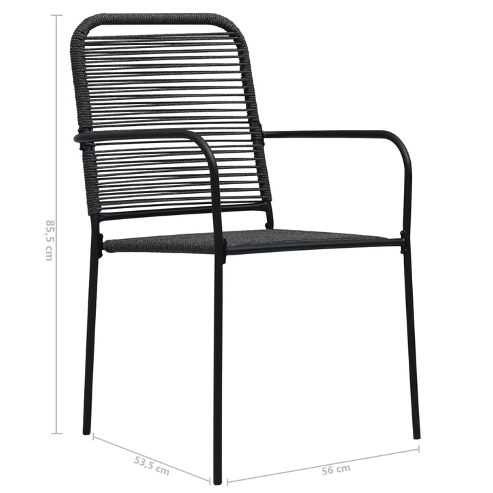 Set Mobilier De Exterior, 7 Piese, Negru, Frânghie Și Oțel