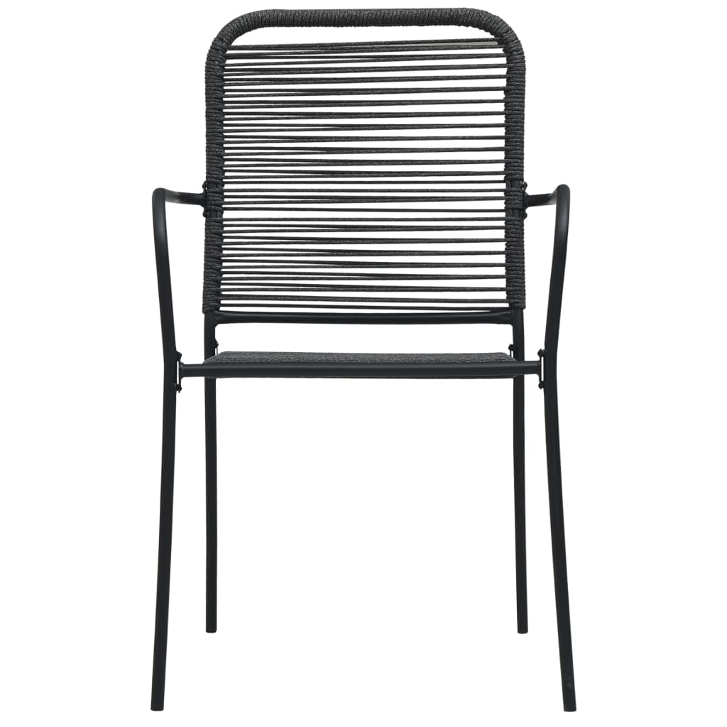 Set Mobilier De Exterior, 7 Piese, Negru, Frânghie Și Oțel