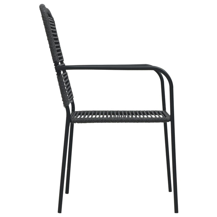 Set Mobilier De Exterior, 7 Piese, Negru, Frânghie Și Oțel