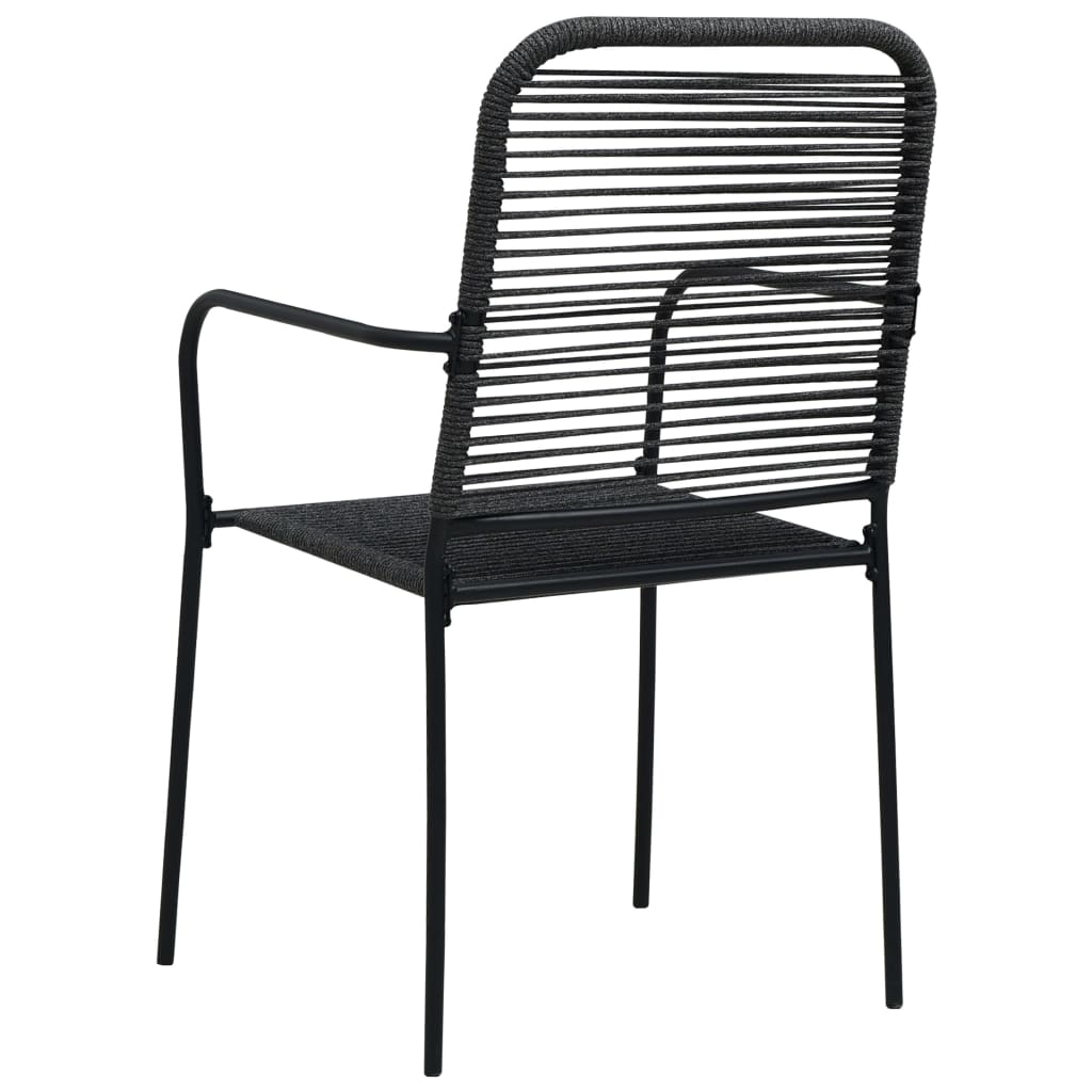 Set Mobilier De Exterior, 7 Piese, Negru, Frânghie Și Oțel