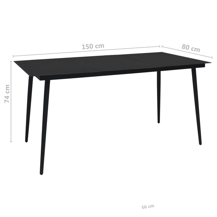 Set Mobilier De Exterior, 7 Piese, Negru, Frânghie Și Oțel