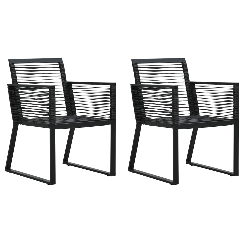 Scaune De Grădină, 2 Buc., Negru, Ratan Pvc