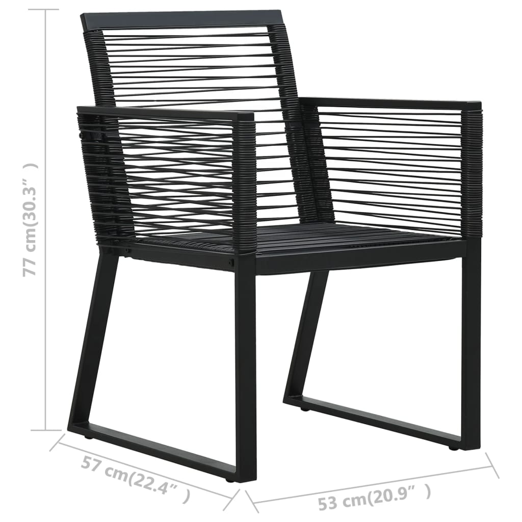 Scaune De Grădină, 2 Buc., Negru, Ratan Pvc