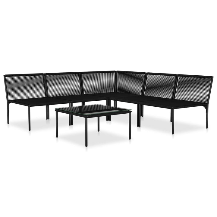 Set Mobilier De Grădină Cu Perne, 6 Piese, Negru, Pvc