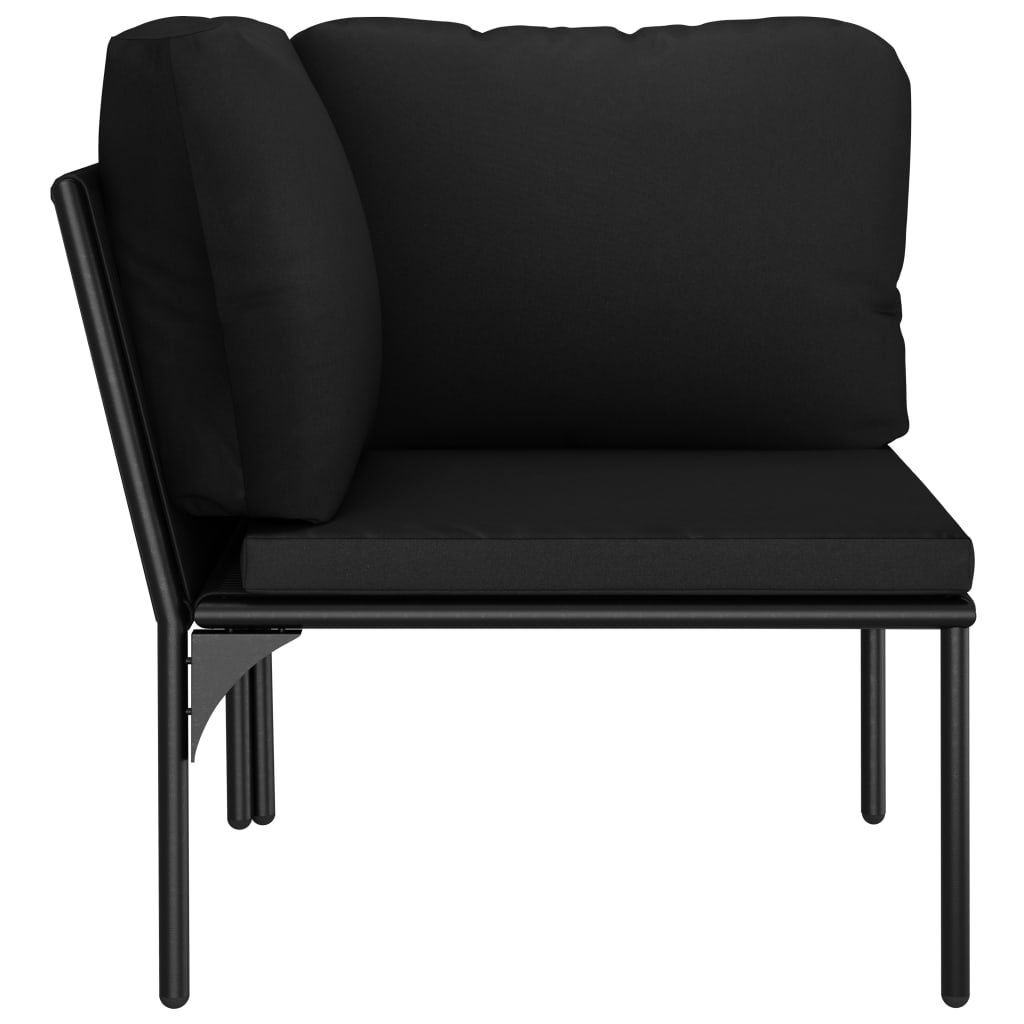 Set Mobilier De Grădină Cu Perne, 6 Piese, Negru, Pvc