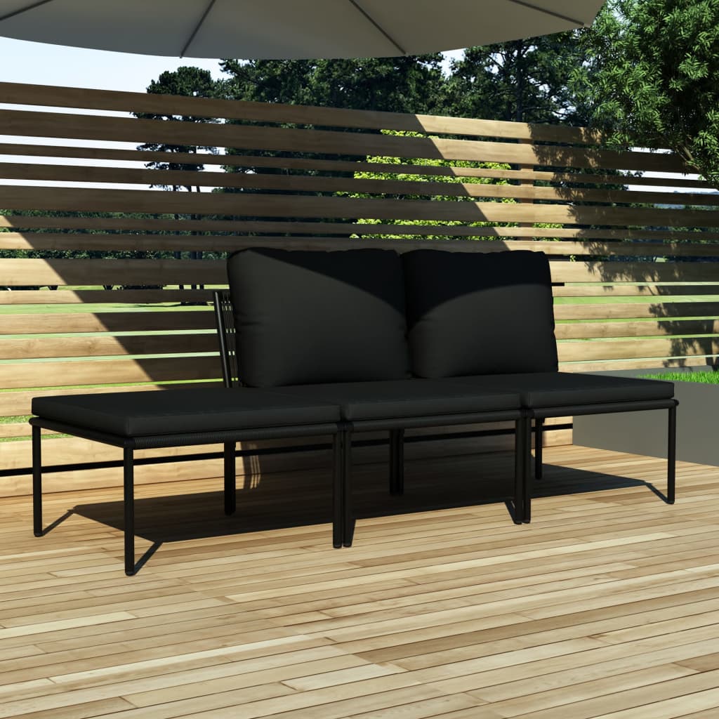 Set Mobilier De Grădină Cu Perne, 6 Piese, Negru, Pvc