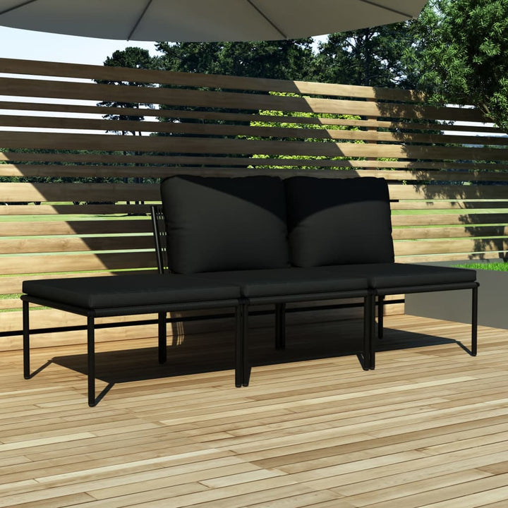 Set Mobilier De Grădină Cu Perne, 6 Piese, Negru, Pvc