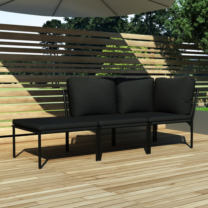 Set Mobilier De Grădină Cu Perne, 6 Piese, Negru, Pvc