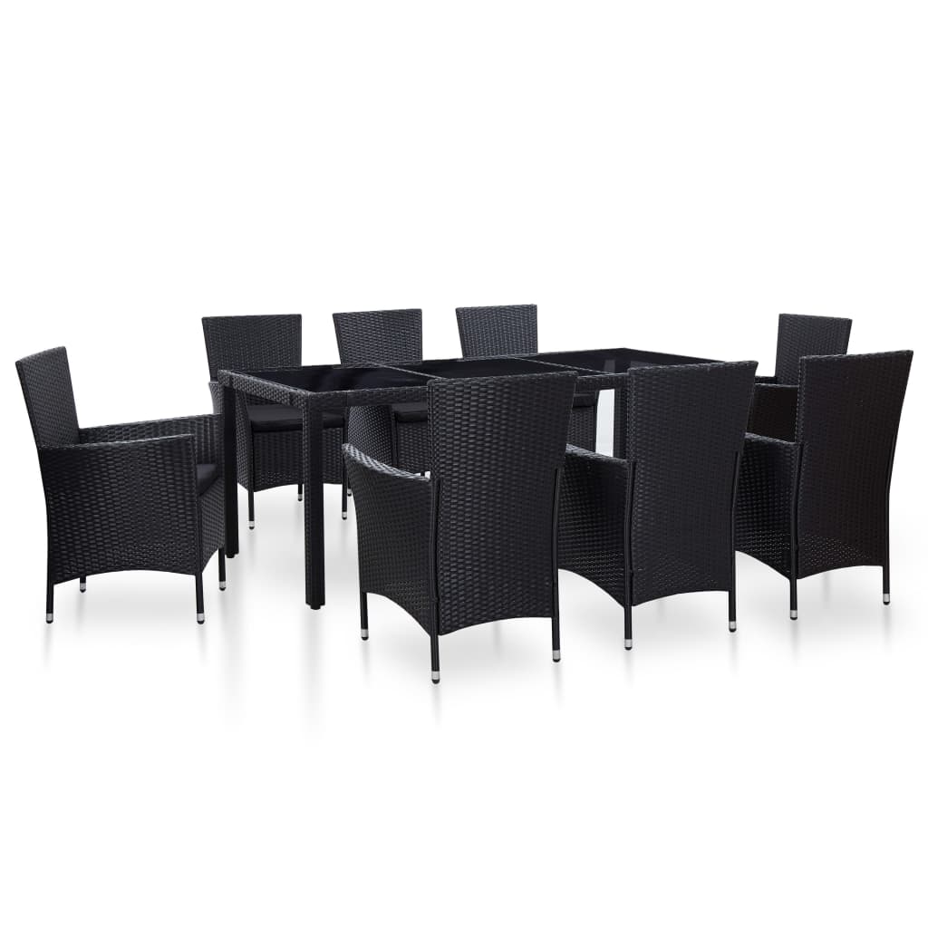 Set De Mobilier De Exterior, 5 Piese, Negru, Poliratan