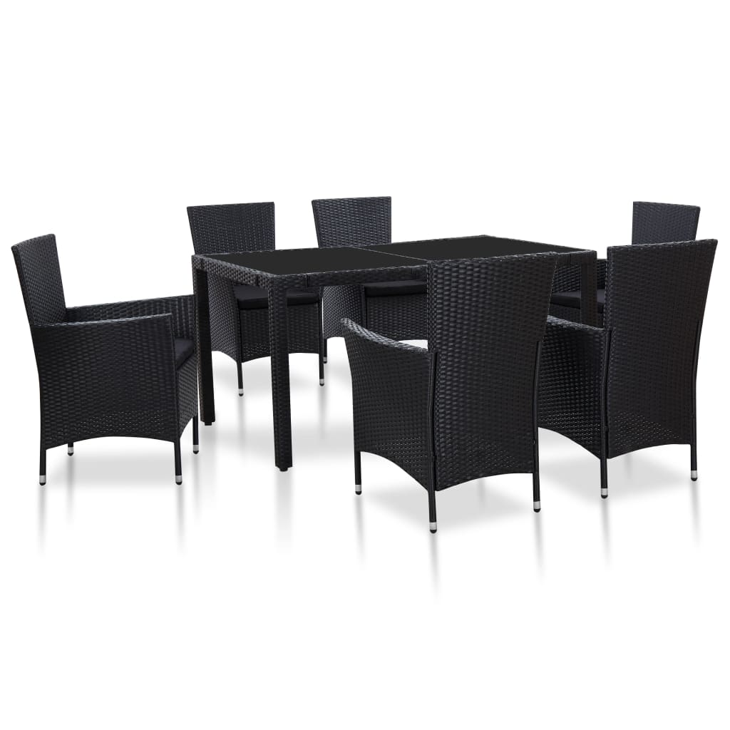 Set De Mobilier De Exterior, 5 Piese, Negru, Poliratan