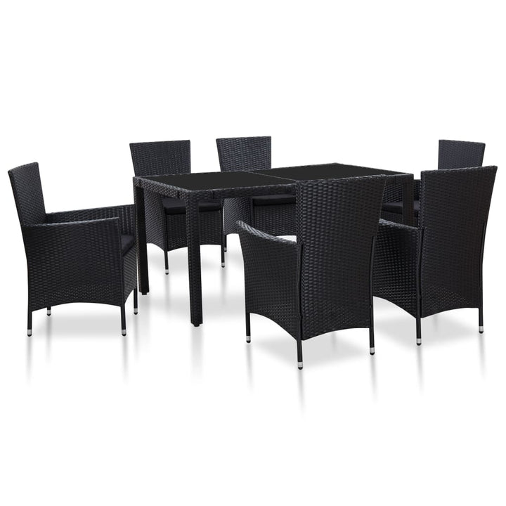 Set De Mobilier De Exterior, 5 Piese, Negru, Poliratan