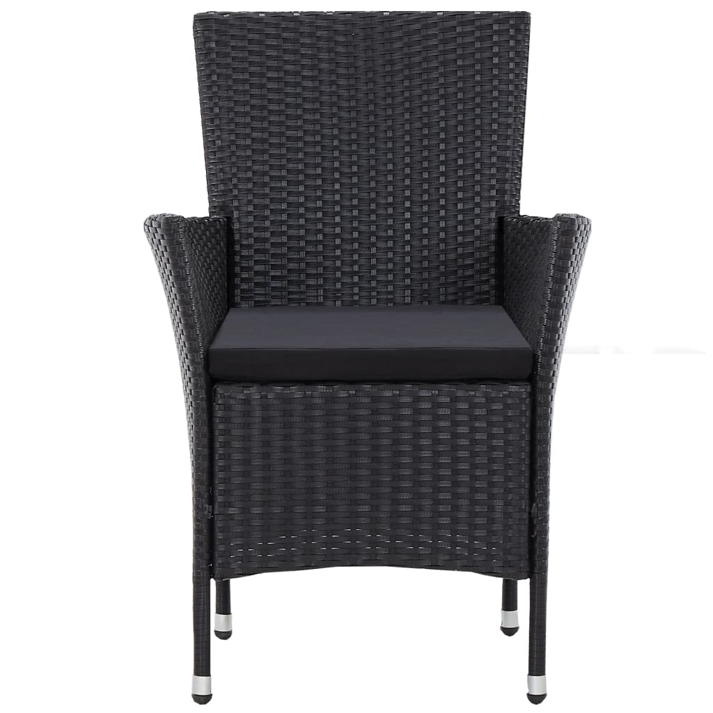 Set De Mobilier De Exterior, 5 Piese, Negru, Poliratan