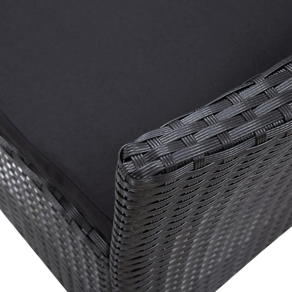 Set De Mobilier De Exterior, 5 Piese, Negru, Poliratan