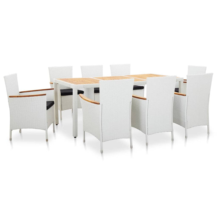 Set Mobilier De Exterior, 7 Piese, Alb, Poliratan