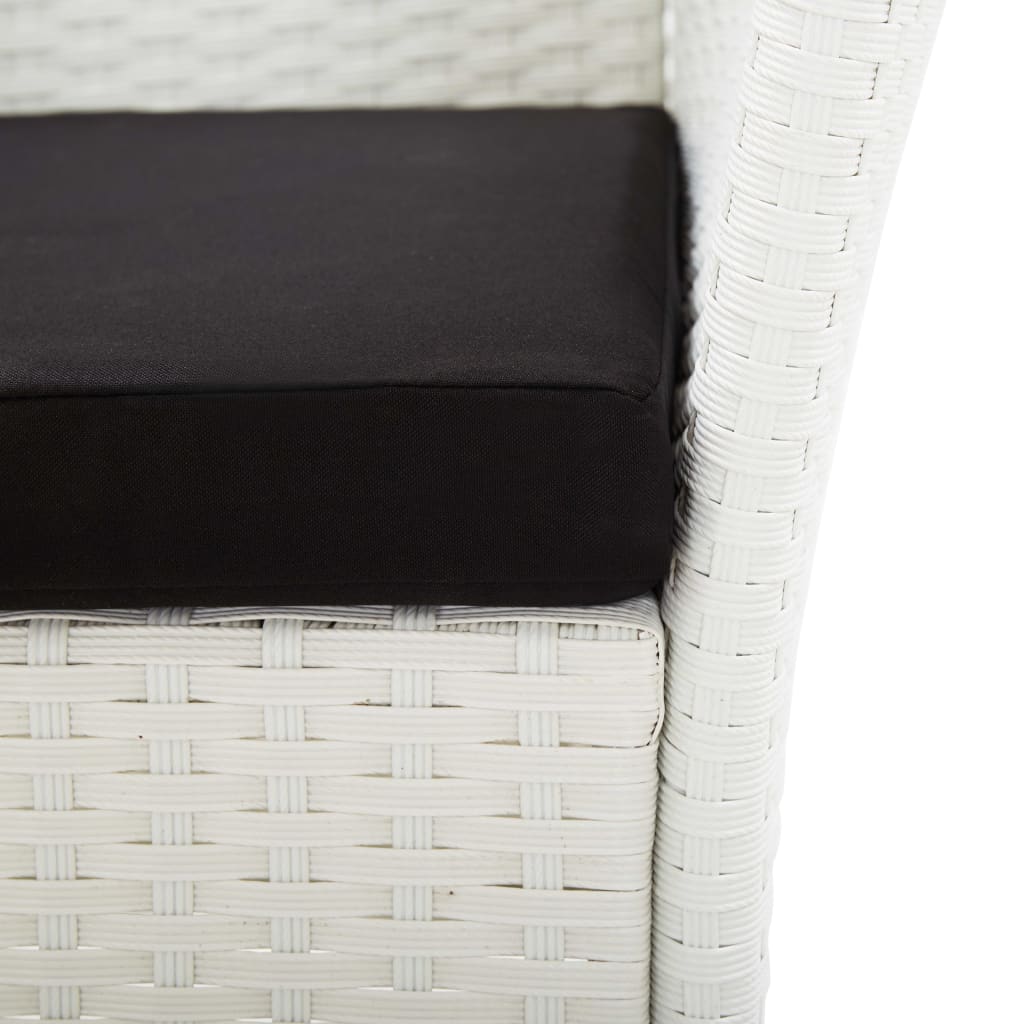 Set Mobilier De Exterior, 7 Piese, Alb, Poliratan