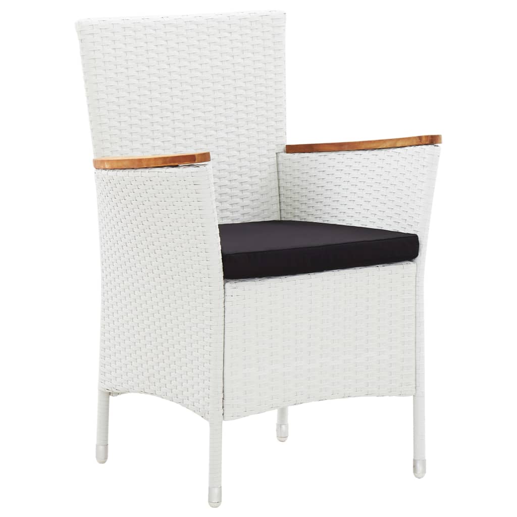 Set Mobilier De Exterior, 7 Piese, Alb, Poliratan