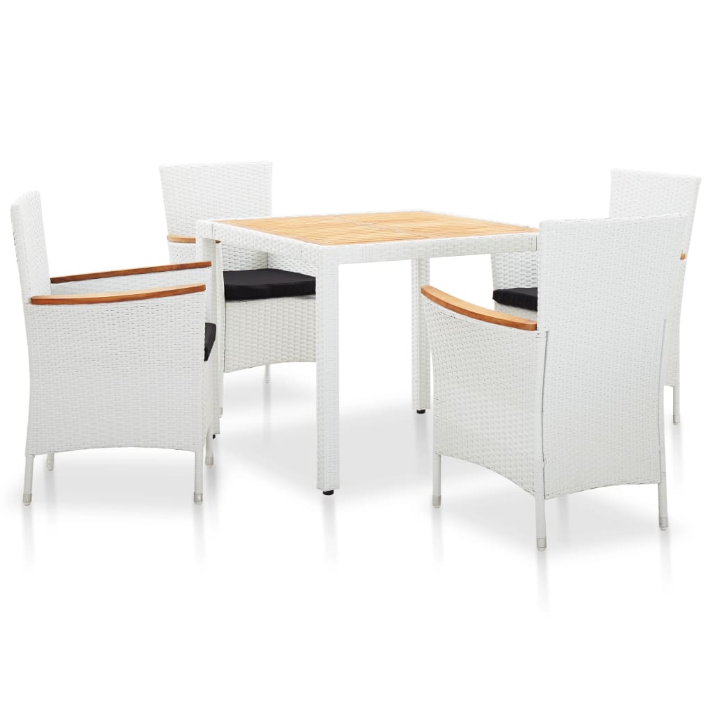 Set Mobilier De Exterior, 7 Piese, Alb, Poliratan