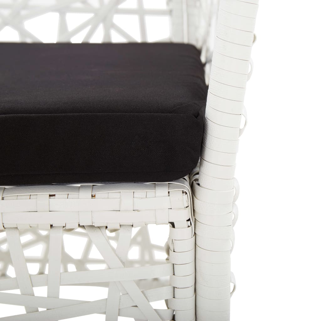 Set Mobilier De Exterior, 7 Piese, Alb, Poliratan