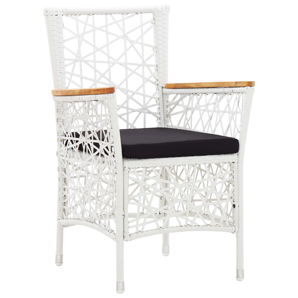 Set Mobilier De Exterior, 7 Piese, Alb, Poliratan