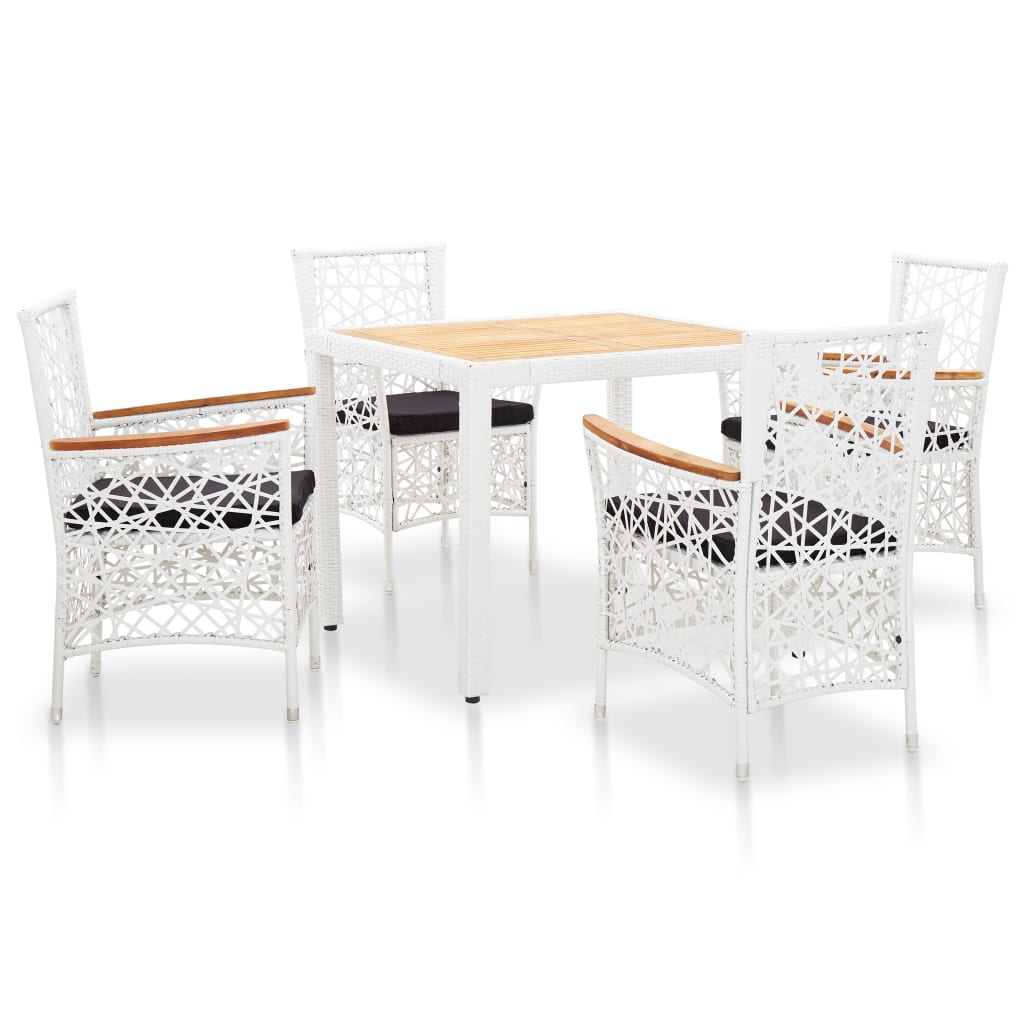 Set Mobilier De Exterior, 7 Piese, Alb, Poliratan