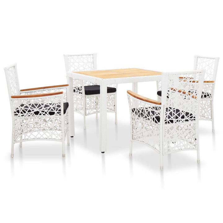 Set Mobilier De Exterior, 7 Piese, Alb, Poliratan