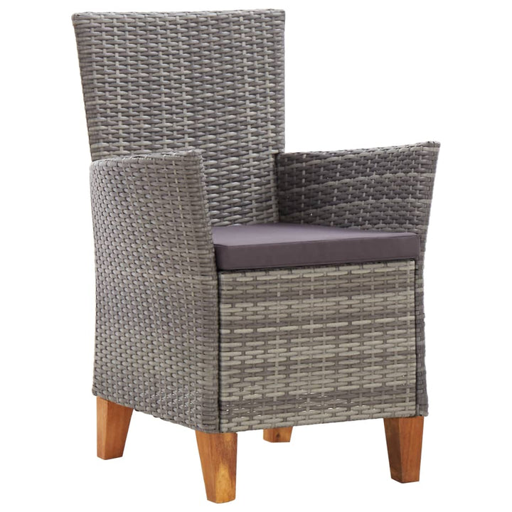 Set Mobilier De Exterior, 5 Piese, Gri, Poliratan, Lemn Acacia