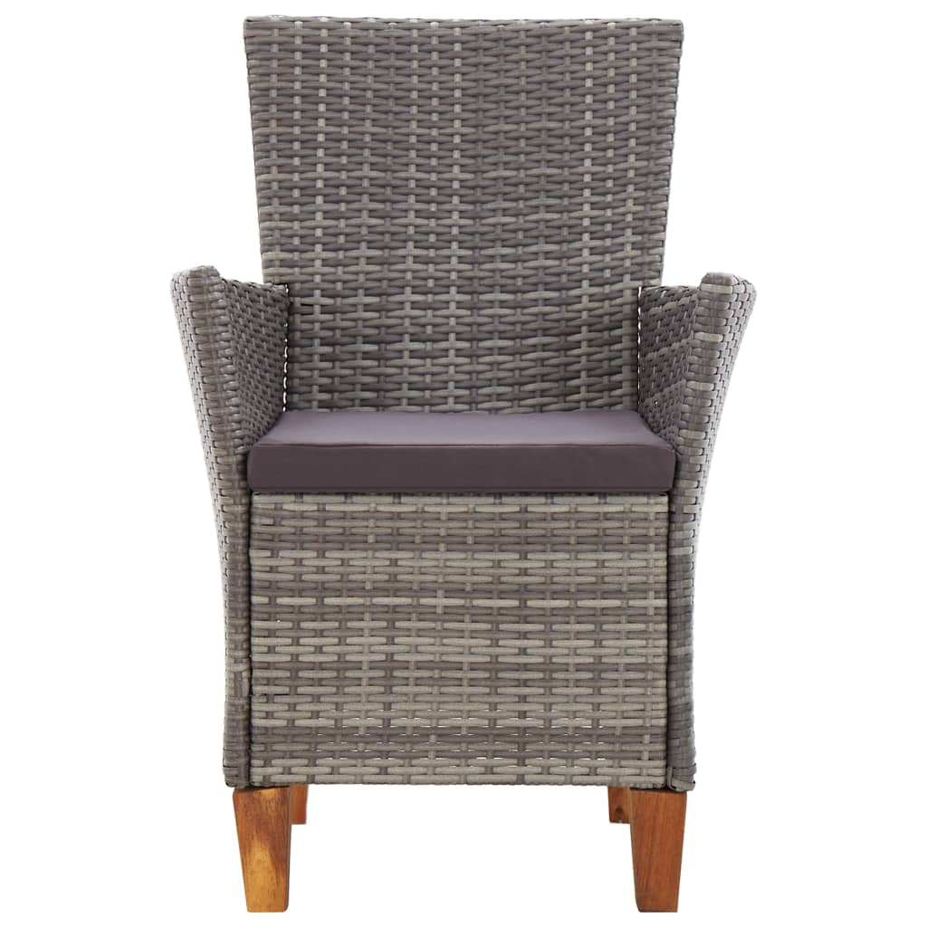Set Mobilier De Exterior, 5 Piese, Gri, Poliratan, Lemn Acacia