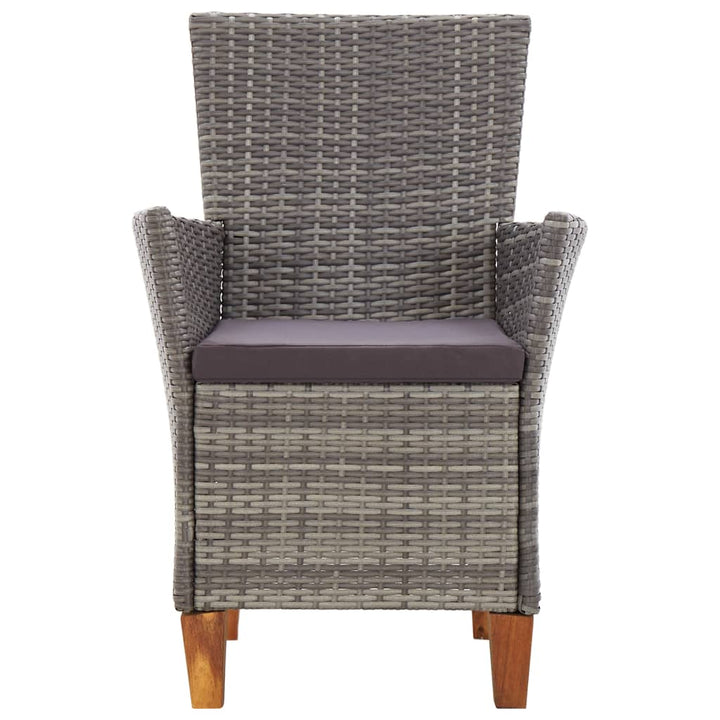 Set Mobilier De Exterior, 5 Piese, Gri, Poliratan, Lemn Acacia