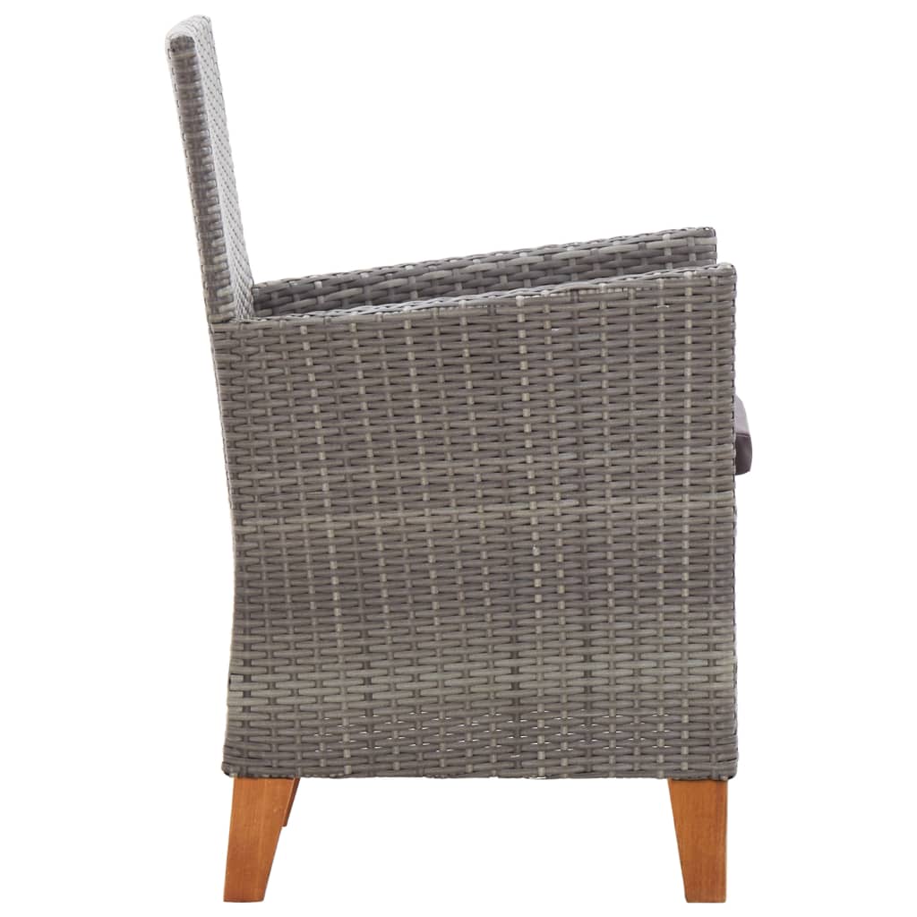 Set Mobilier De Exterior, 5 Piese, Gri, Poliratan, Lemn Acacia