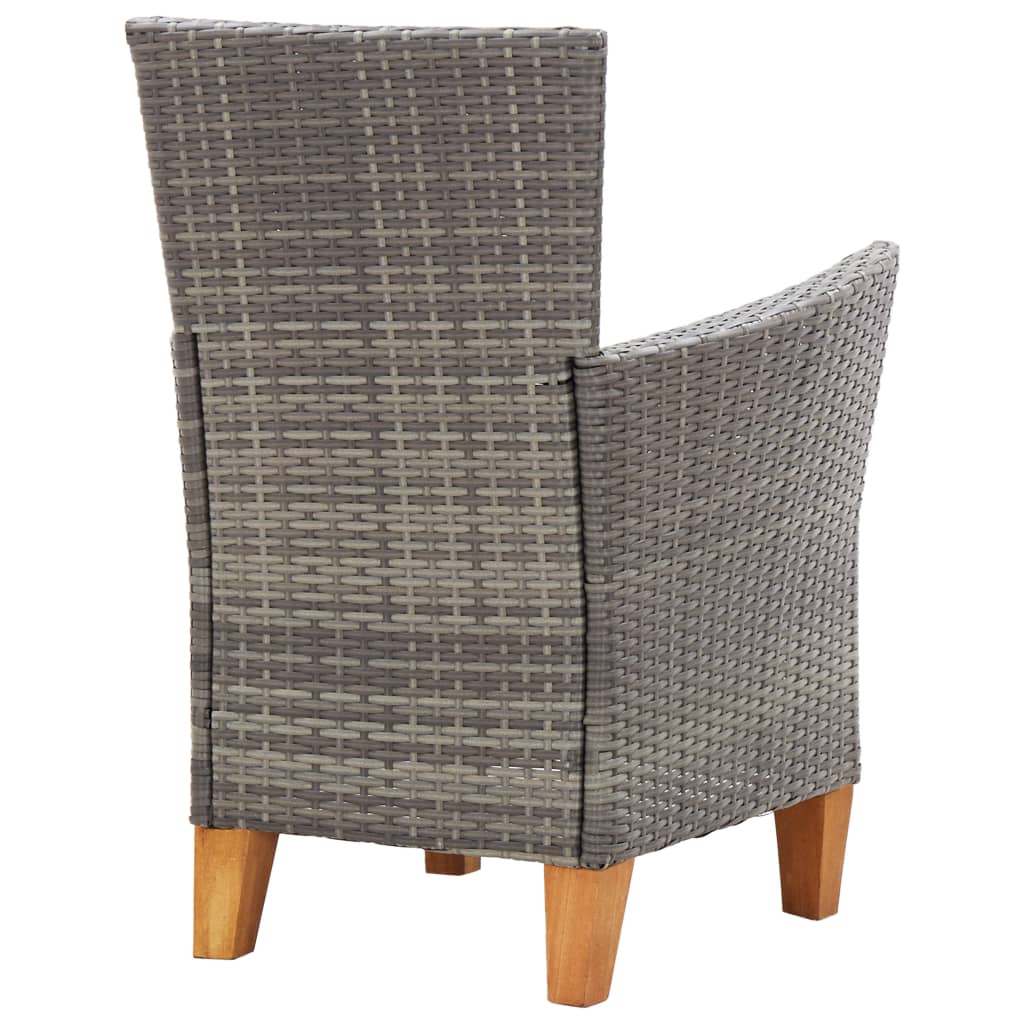 Set Mobilier De Exterior, 5 Piese, Gri, Poliratan, Lemn Acacia