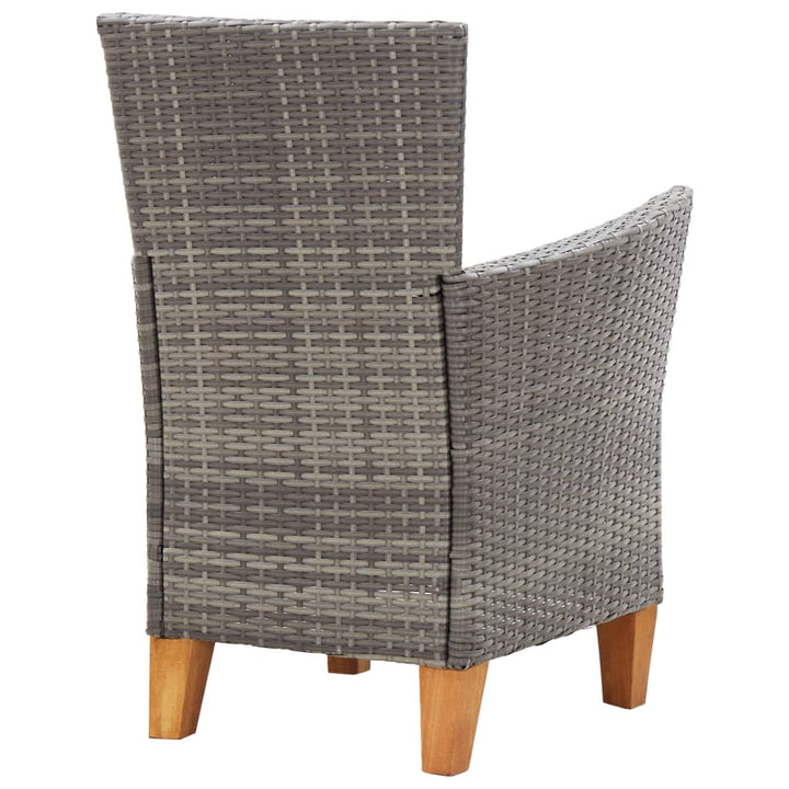 Set Mobilier De Exterior, 5 Piese, Gri, Poliratan, Lemn Acacia