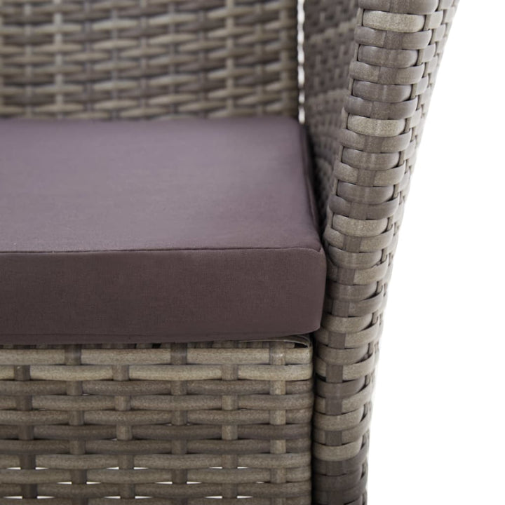 Set Mobilier De Exterior, 5 Piese, Gri, Poliratan, Lemn Acacia