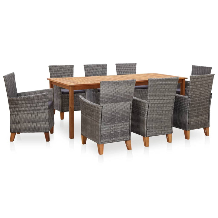 Set Mobilier De Exterior, 5 Piese, Gri, Poliratan, Lemn Acacia