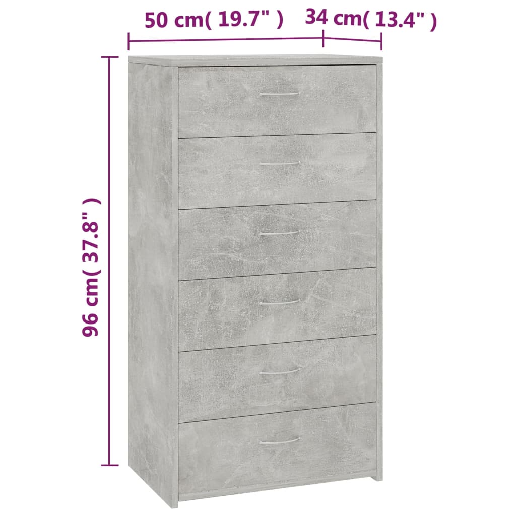 Dulap Cu 6 Sertare, , 50X34X96 Cm, Lemn Prelucrat