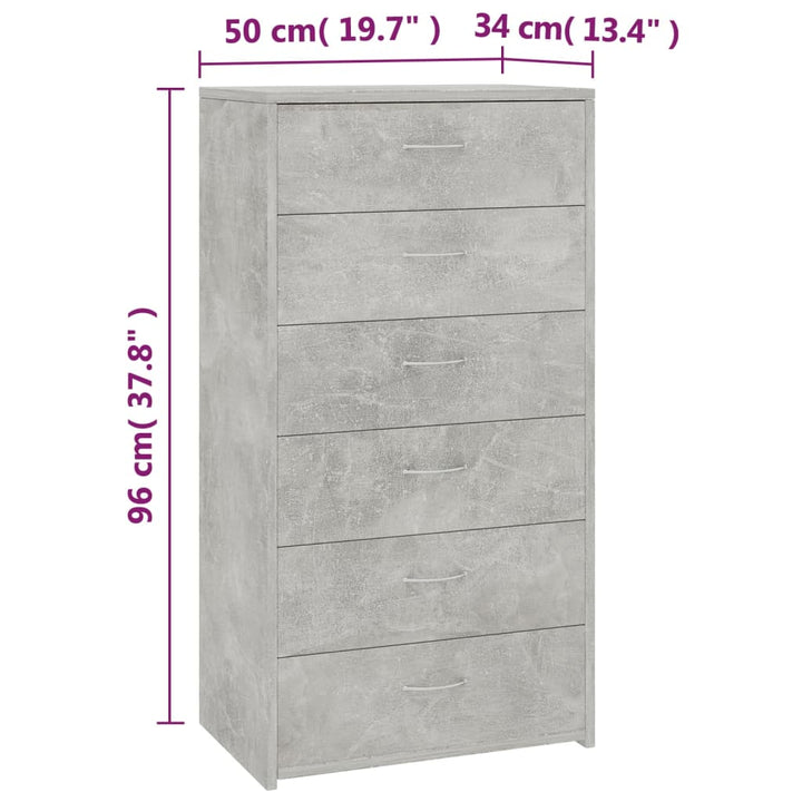 Dulap Cu 6 Sertare, , 50X34X96 Cm, Lemn Prelucrat