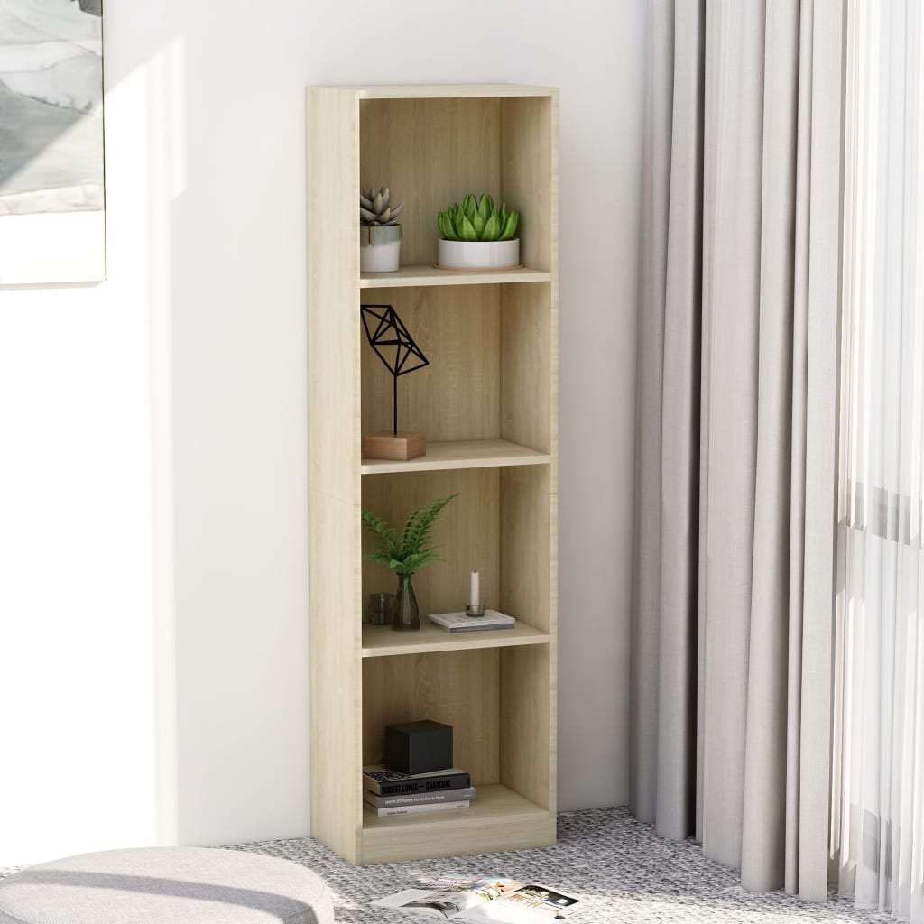 Bibliotecă 4 Rafturi 40X24X, Lemn Prelucrat