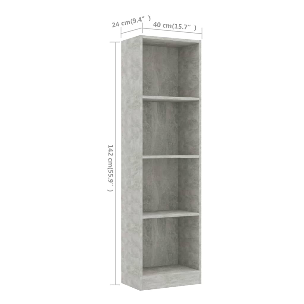 Bibliotecă Cu 4 Rafturi , 40X24X, Lemn Prelucrat