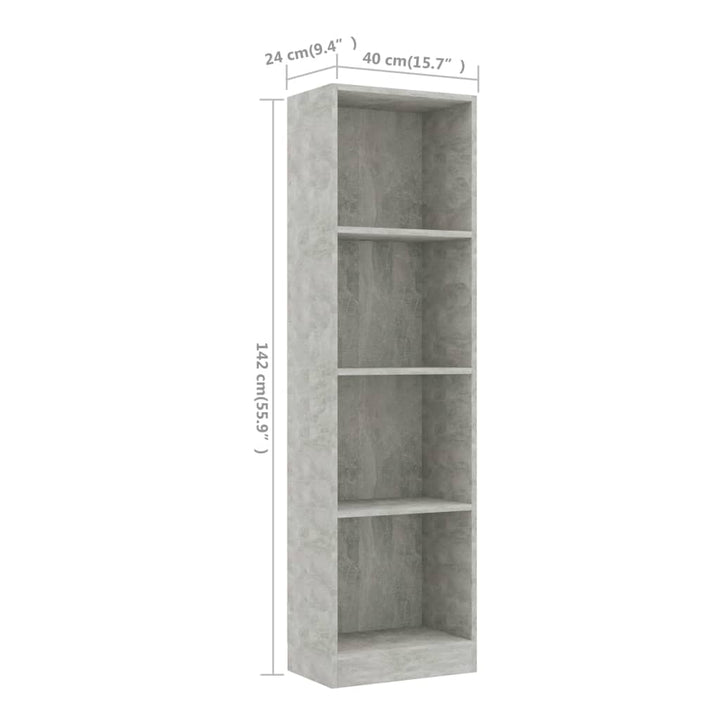 Bibliotecă Cu 4 Rafturi , 40X24X, Lemn Prelucrat