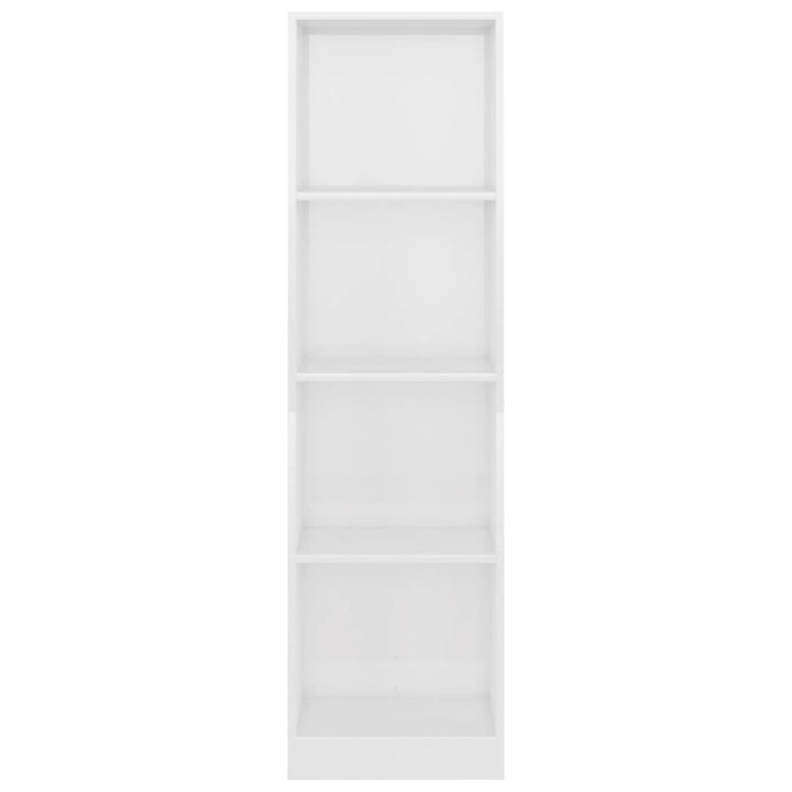 Bibliotecă 4 Rafturi, Alb Lucios, 40X24X, Lemn Prelucrat
