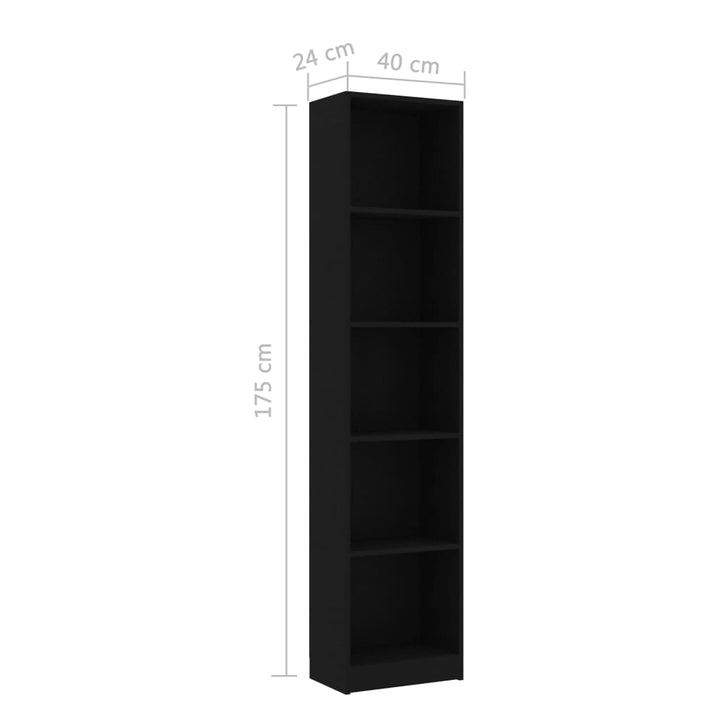 Bibliotecă Cu 5 Rafturi, , 40X24X, Lemn Prelucrat