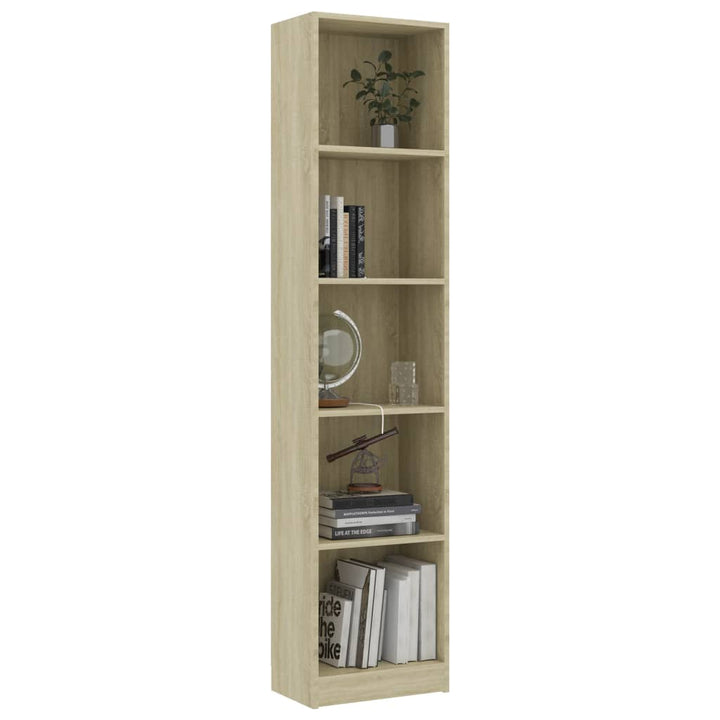 Bibliotecă Cu 5 Rafturi 40X24X175Cm Lemn Compozit