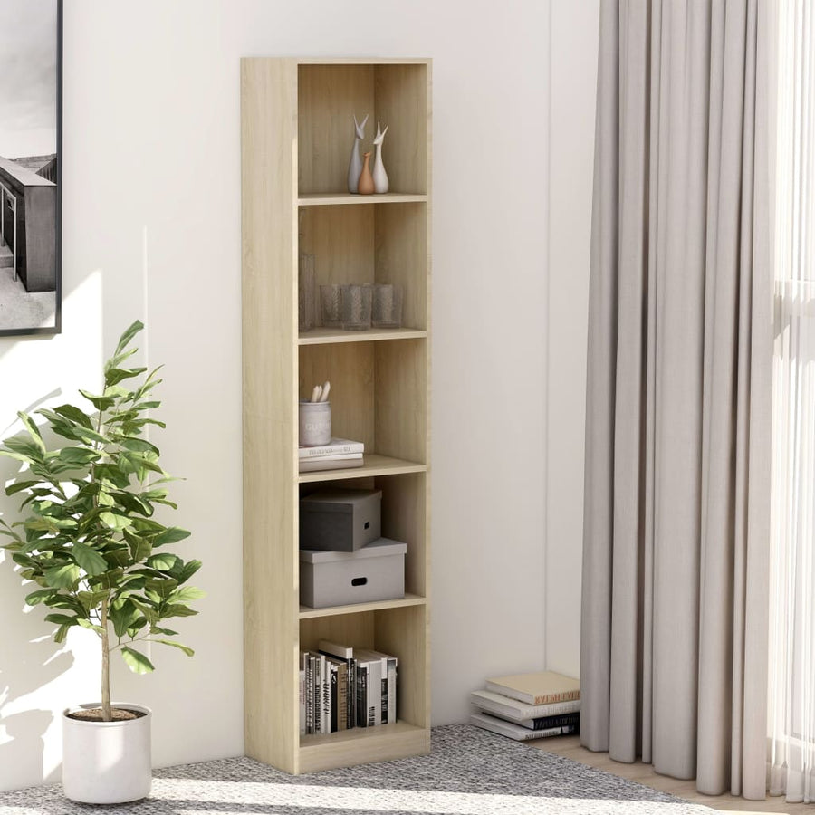 Bibliotecă Cu 5 Rafturi 40X24X175Cm Lemn Compozit