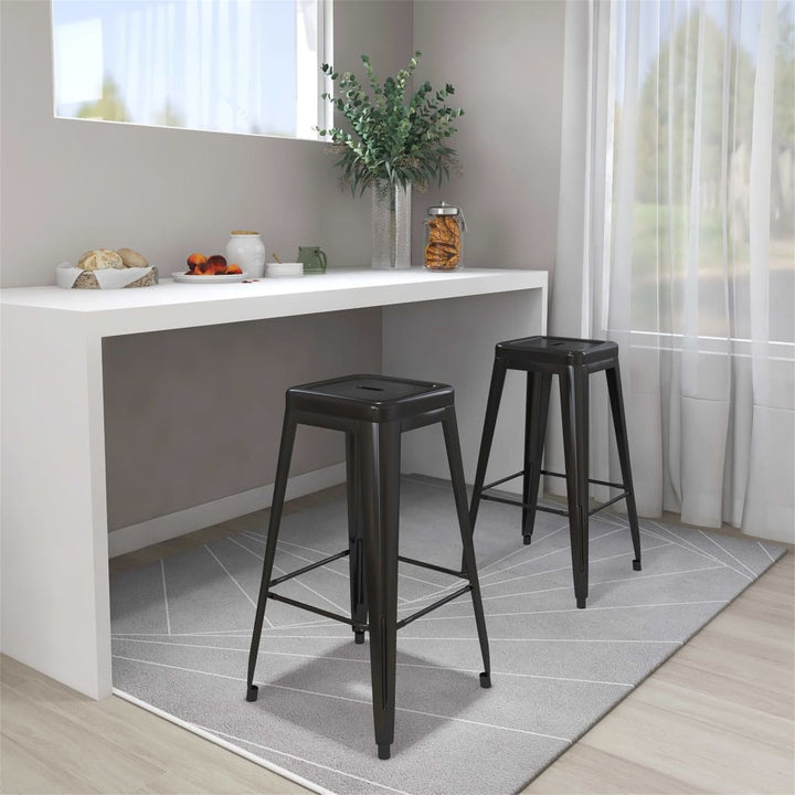 Scaune De Bar Stivuibile, 2 Buc., , Metal
