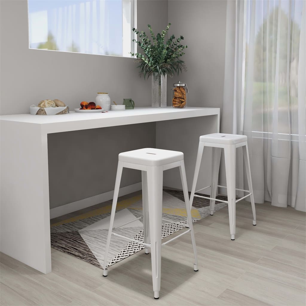Scaune De Bar Stivuibile, 2 Buc., , Metal