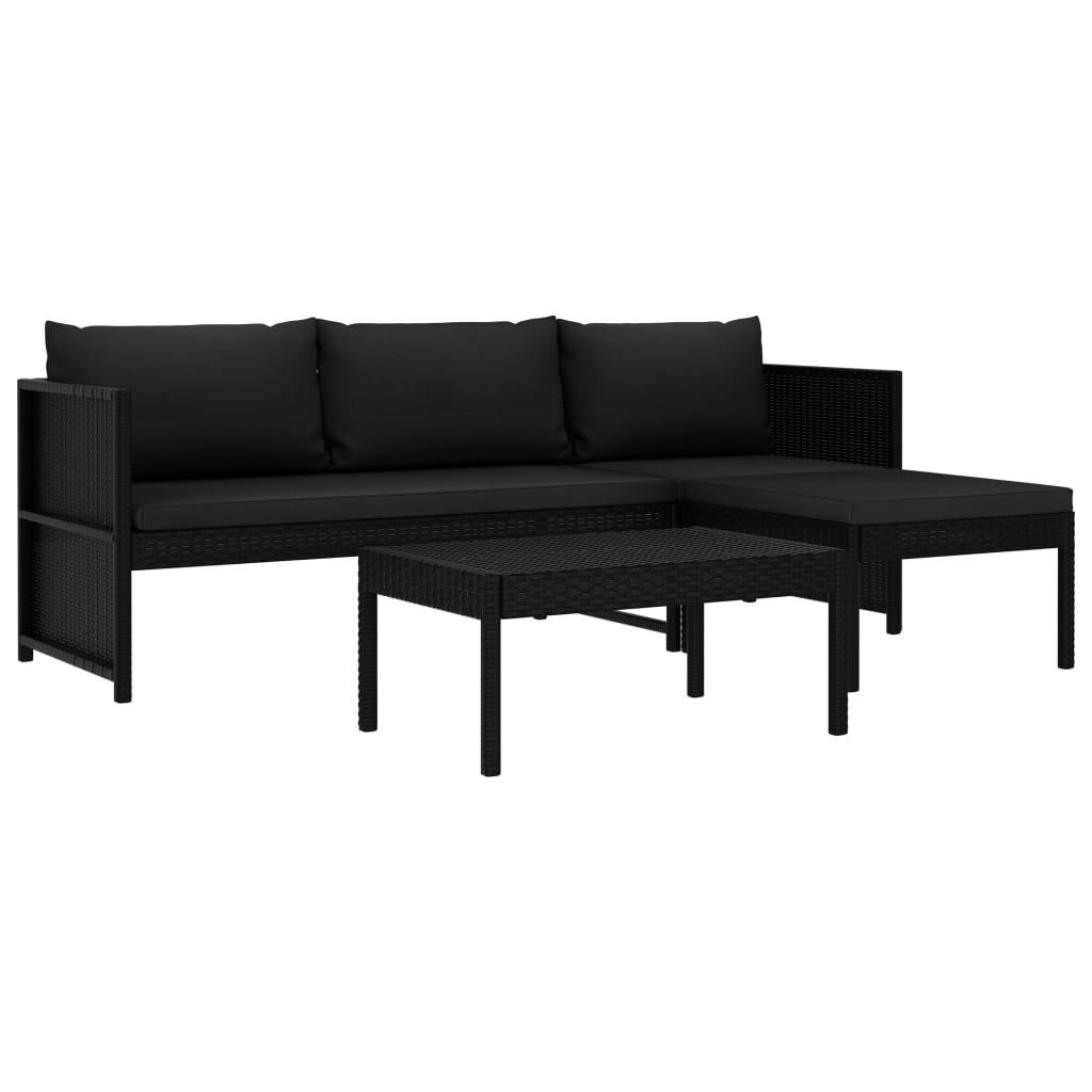 Set Mobilier De Grădină Cu Perne, 3 Piese, Maro, Poliratan
